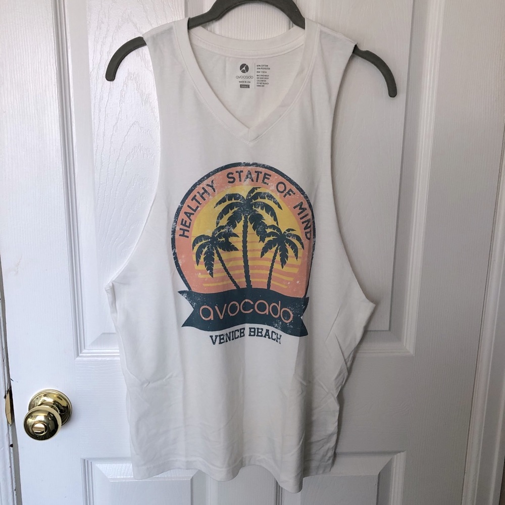 2/$35 or 3/$50 NIB Avocado Activewear Vintage White Muscle Tank - Picture 3 of 7